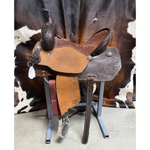 HR Saddlery Chocolate Pencil Roll Barrel Saddle