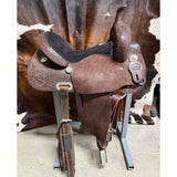 HR Saddlery 15in Chocolate Barrel Saddle