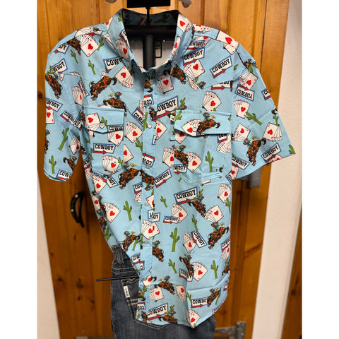 Western Edge Exclusive Cowboy Casino Short Sleeve Snap