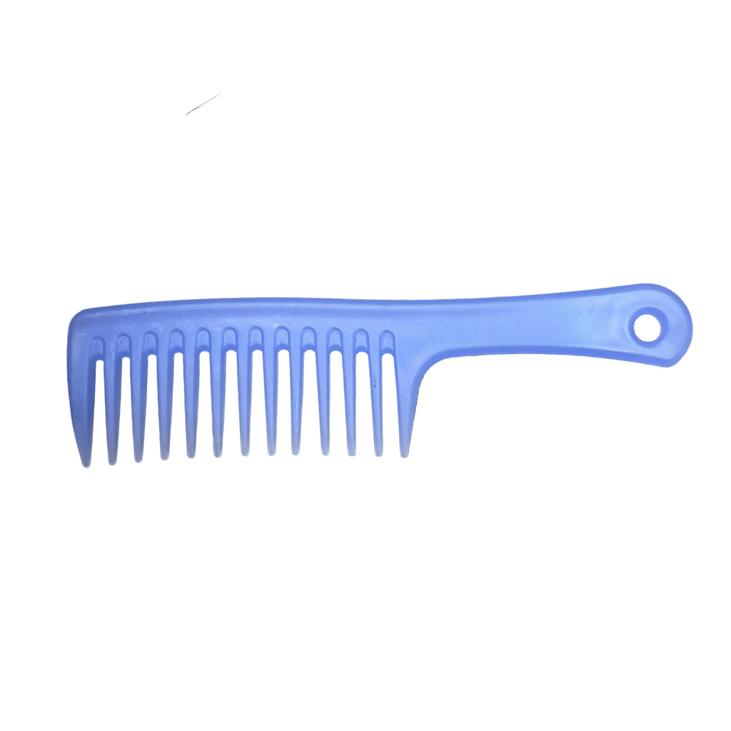 Side facing light purple grooming comb.