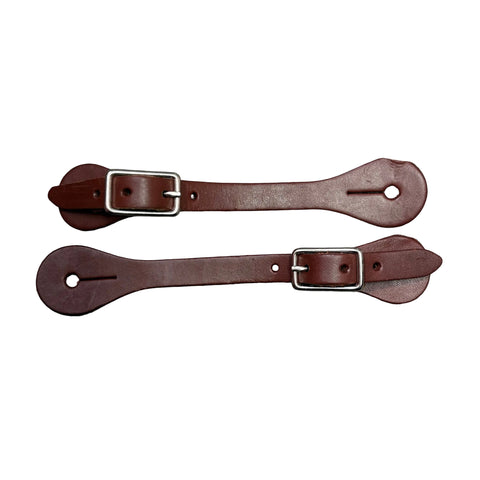 Flat lay view of both ladies spur straps laying horizontally. 