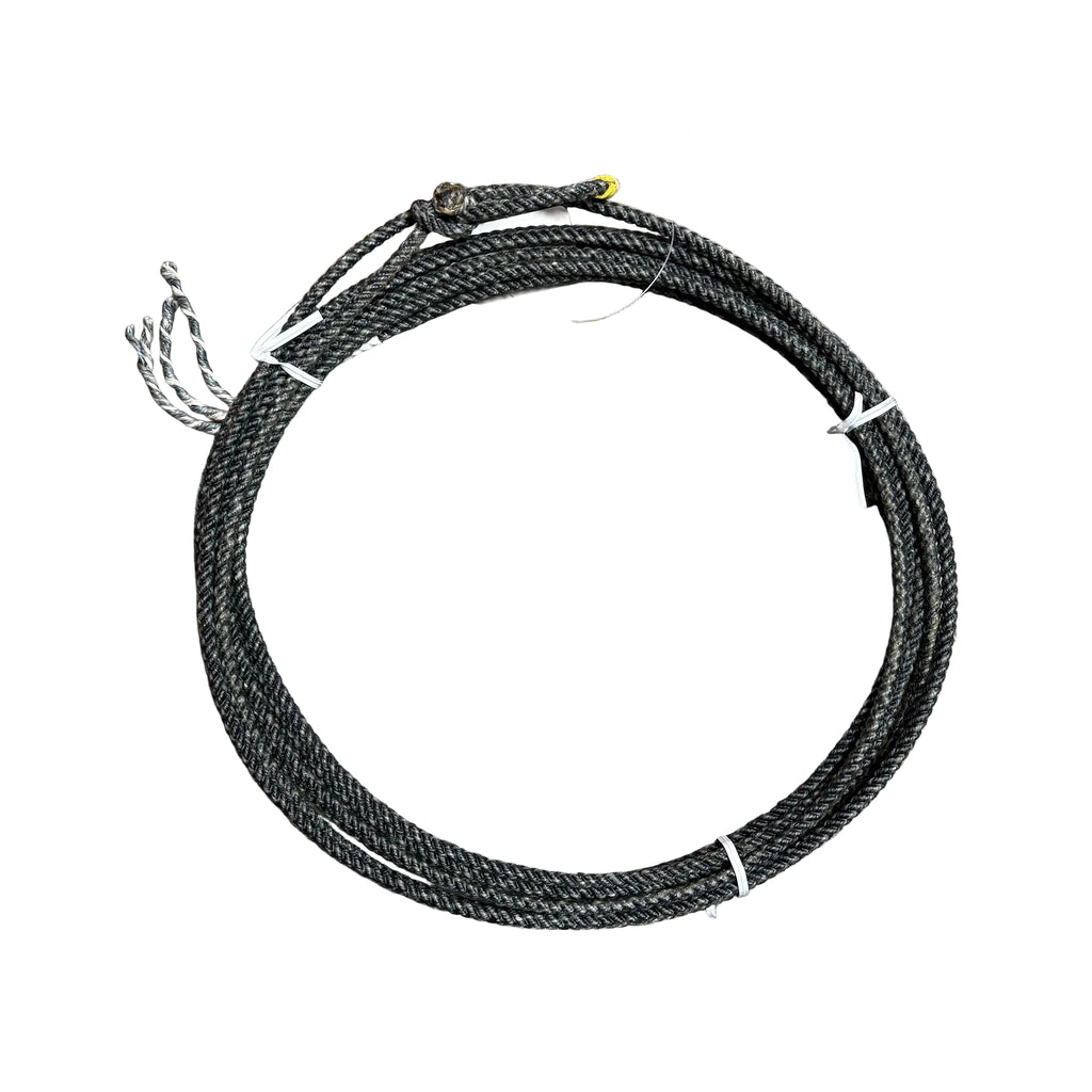 Coiled up view of the black kid rope. 