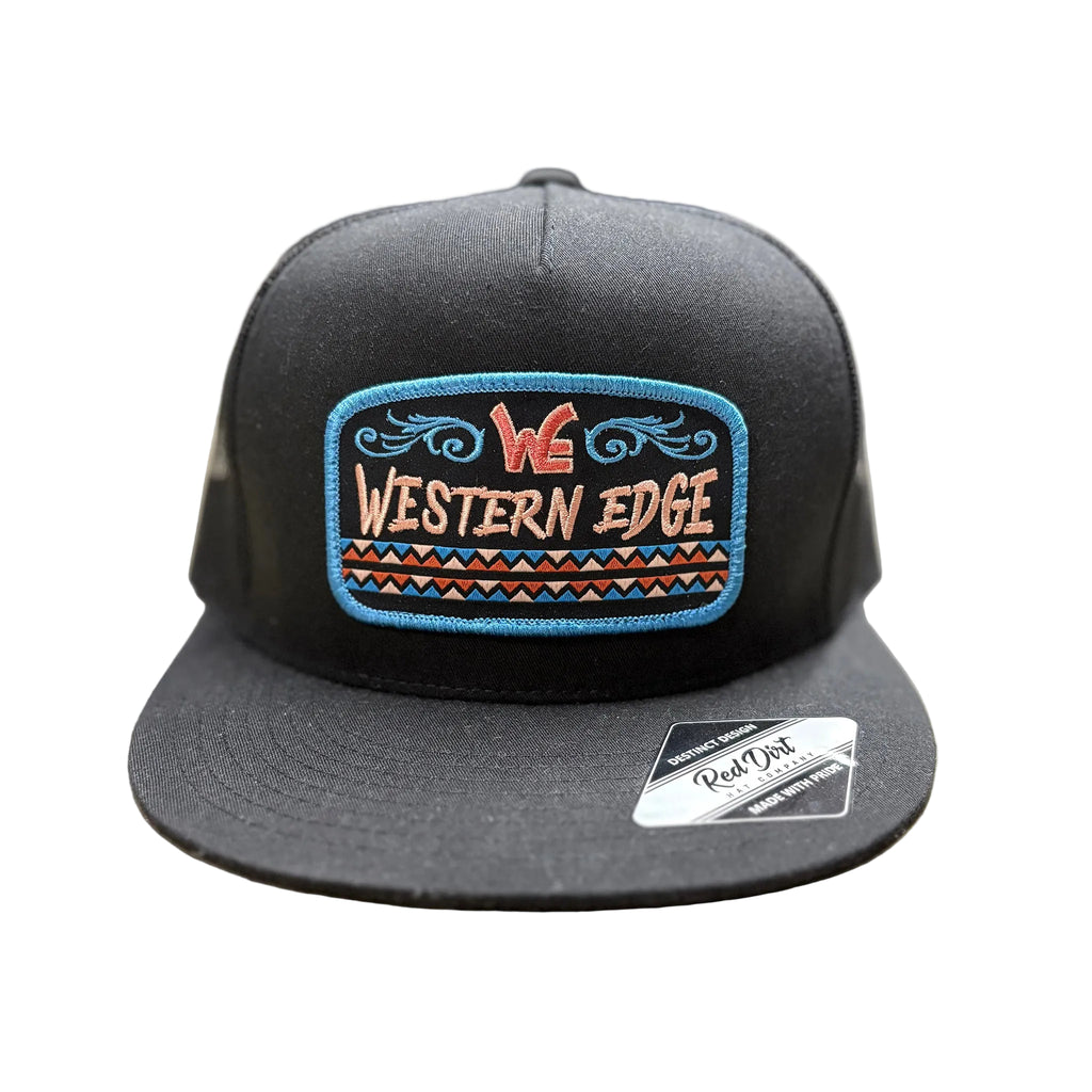 Front side view of black on black Western Edge cap.