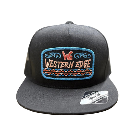 Front side view of black on black Western Edge cap.