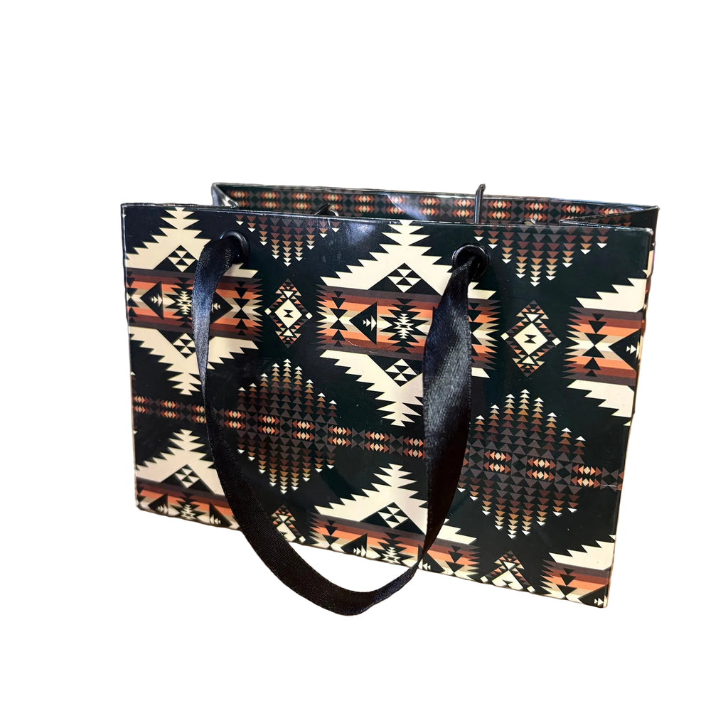 Open view of black small gift bag.
