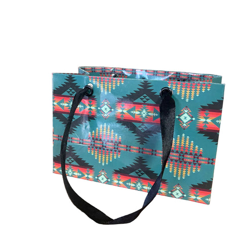 Open view of turquoise small gift bag.