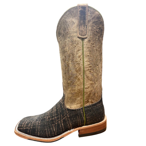 Full toe to heel side view of the Chestnut and Elephant Square Toe Boot