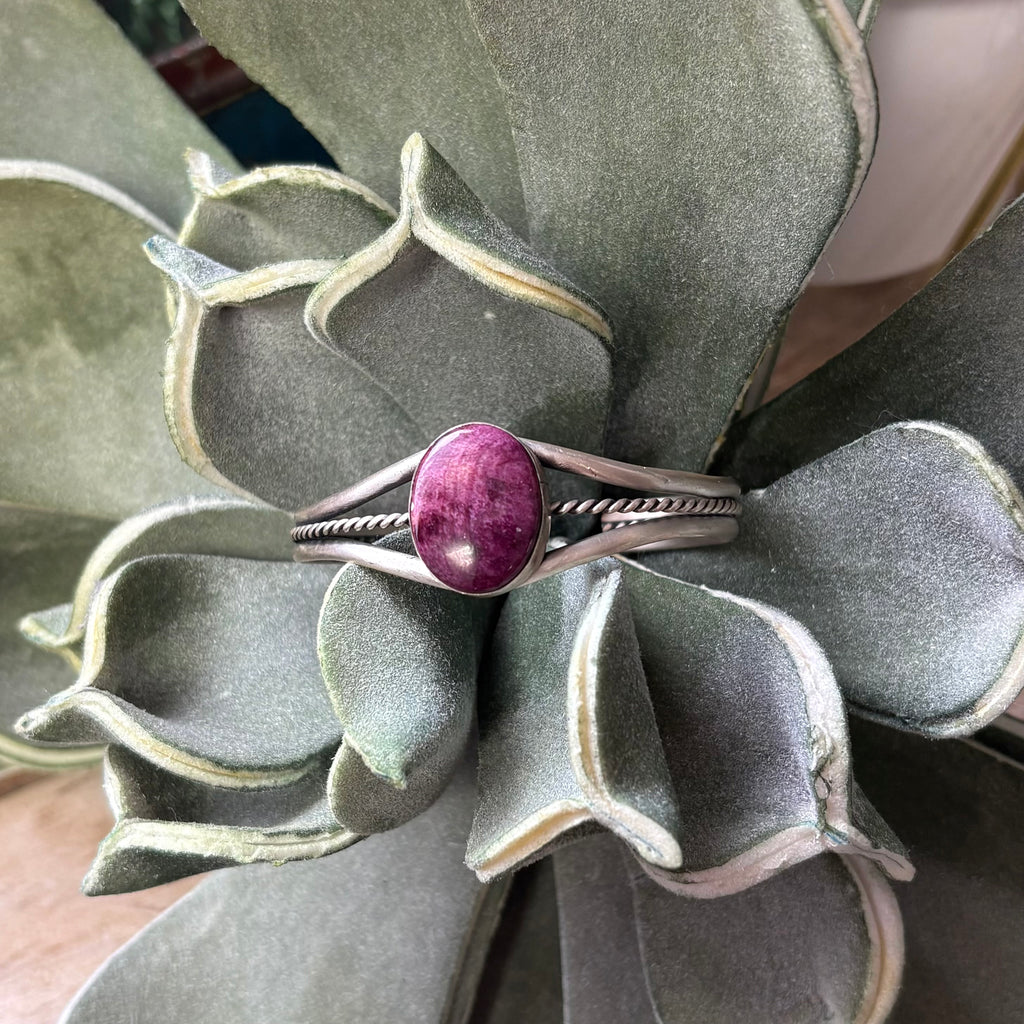 Beulah cuff displayed on a plant