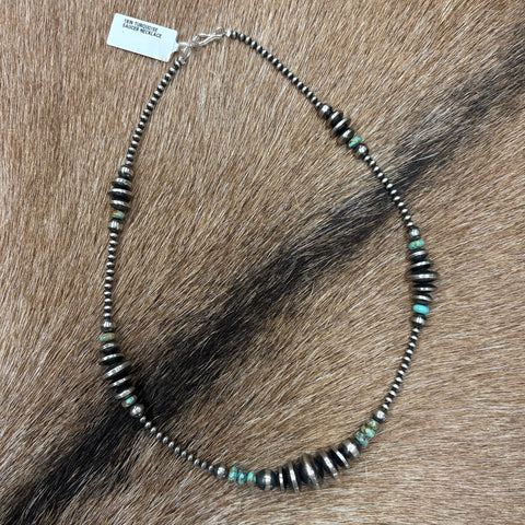 Close up view of "Sallie" 18" Turquoise Saucer Beaded Necklace 