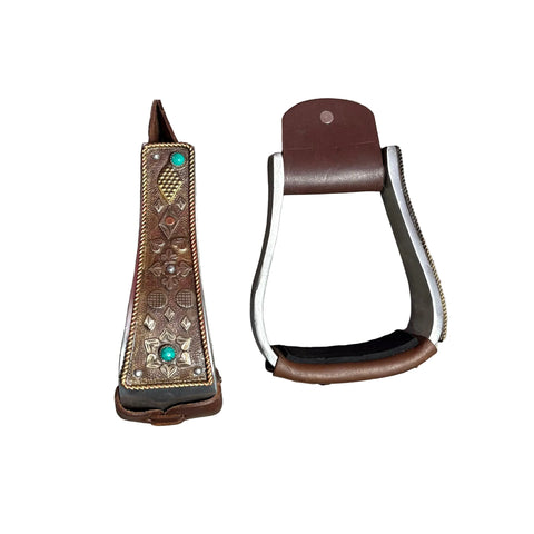 side and front view of card stirrups
