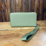 Back view of Wrangler Green Vintage Canvas Zipper Wallet