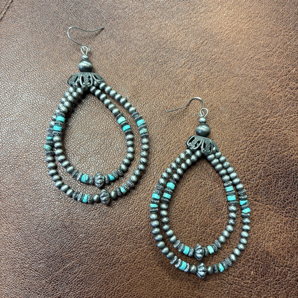 2 Strand Light Blue & Pearl Hoops 