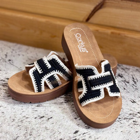 Black crochet "On The Edge" Sandal