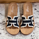 Black crochet "On The Edge" Sandal