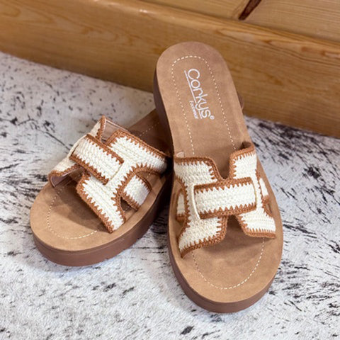 Tan Crochet "On The Edge" Sandal