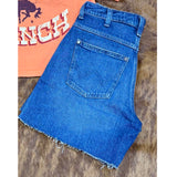High Rise Dark Denim Cowboy Short Pocket View
