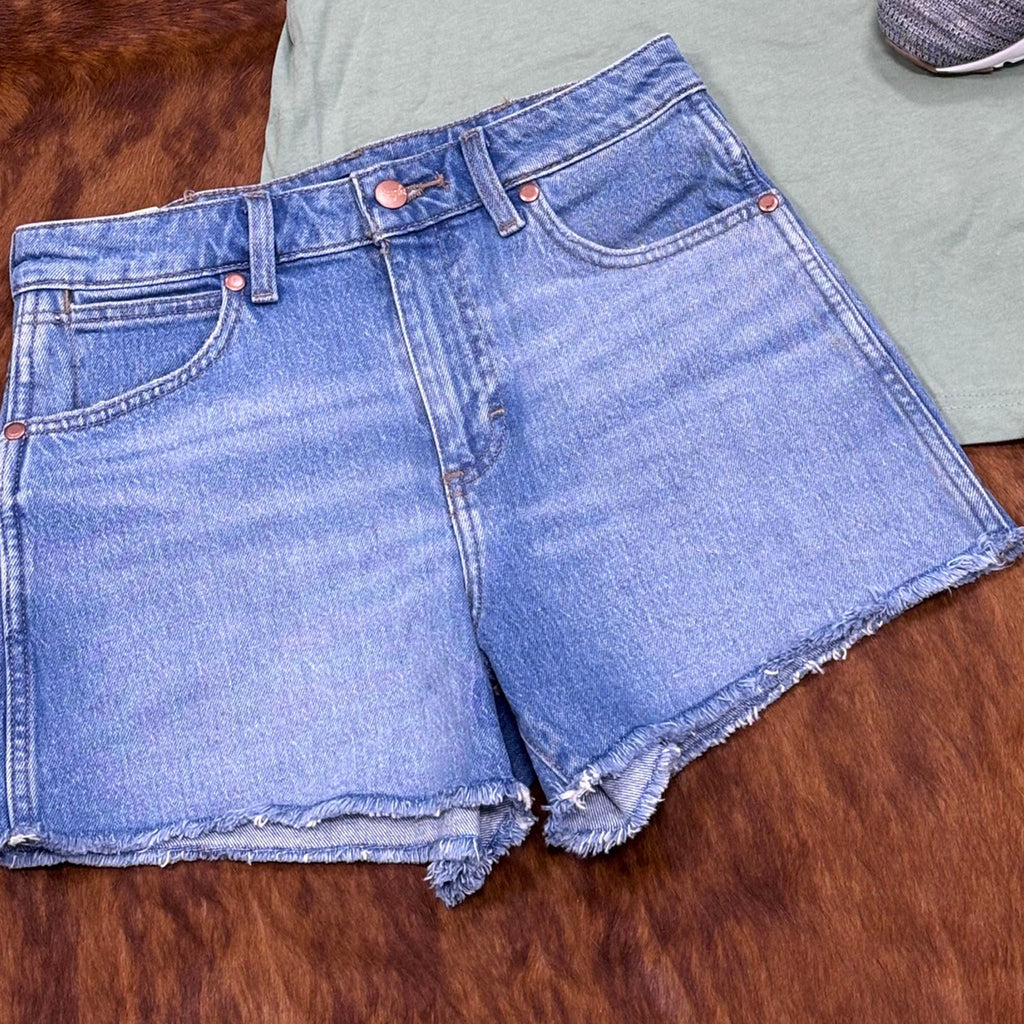 High Rise Denim Shorts Light Wash