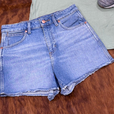 High Rise Denim Shorts Light Wash