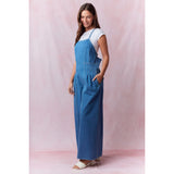 Women's Denim Square Neck Pleated Jumpsuit