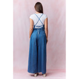 Women's Denim Square Neck Pleated Jumpsuit