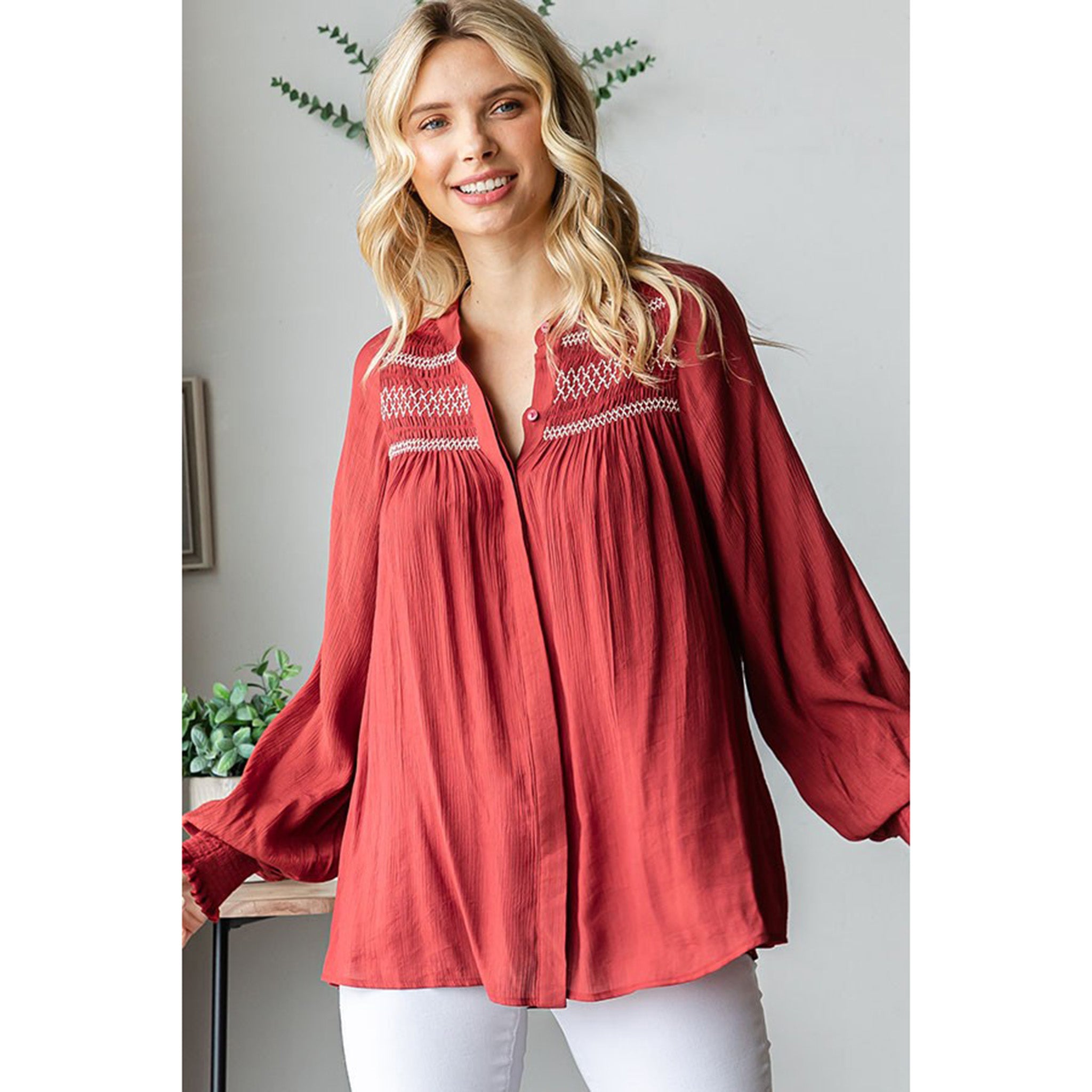 Mock Neck Smock Blouse | Nuuly