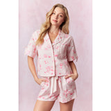Pink Western Graphics Short Sleeve Top & Shorts Pajama Set