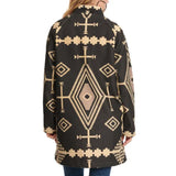 Fashion Express Women's Black & Cream Print Long Length Jacket