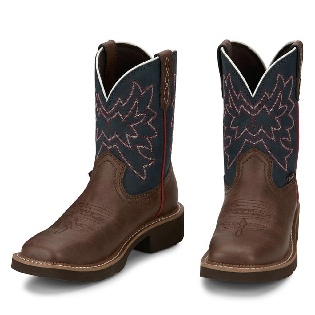 Brown Gypsy Square Toe with a Dark Navy Shaft 