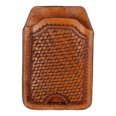 Diamond tooled leather phone holder