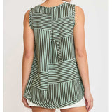 Women's Mint Striped Fray Tank