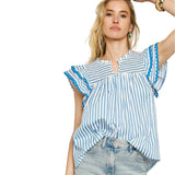Umgee USA Women's Striped Smocked Blouse