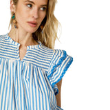Umgee USA Women's Striped Smocked Blouse