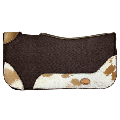 Side view of Klassy Cowgirl 28" x 30" Barrel Style Cowhide Saddle Pad 
