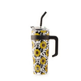 Myra Bags Wide Wyoming Sunflower Cow Print Tumbler
