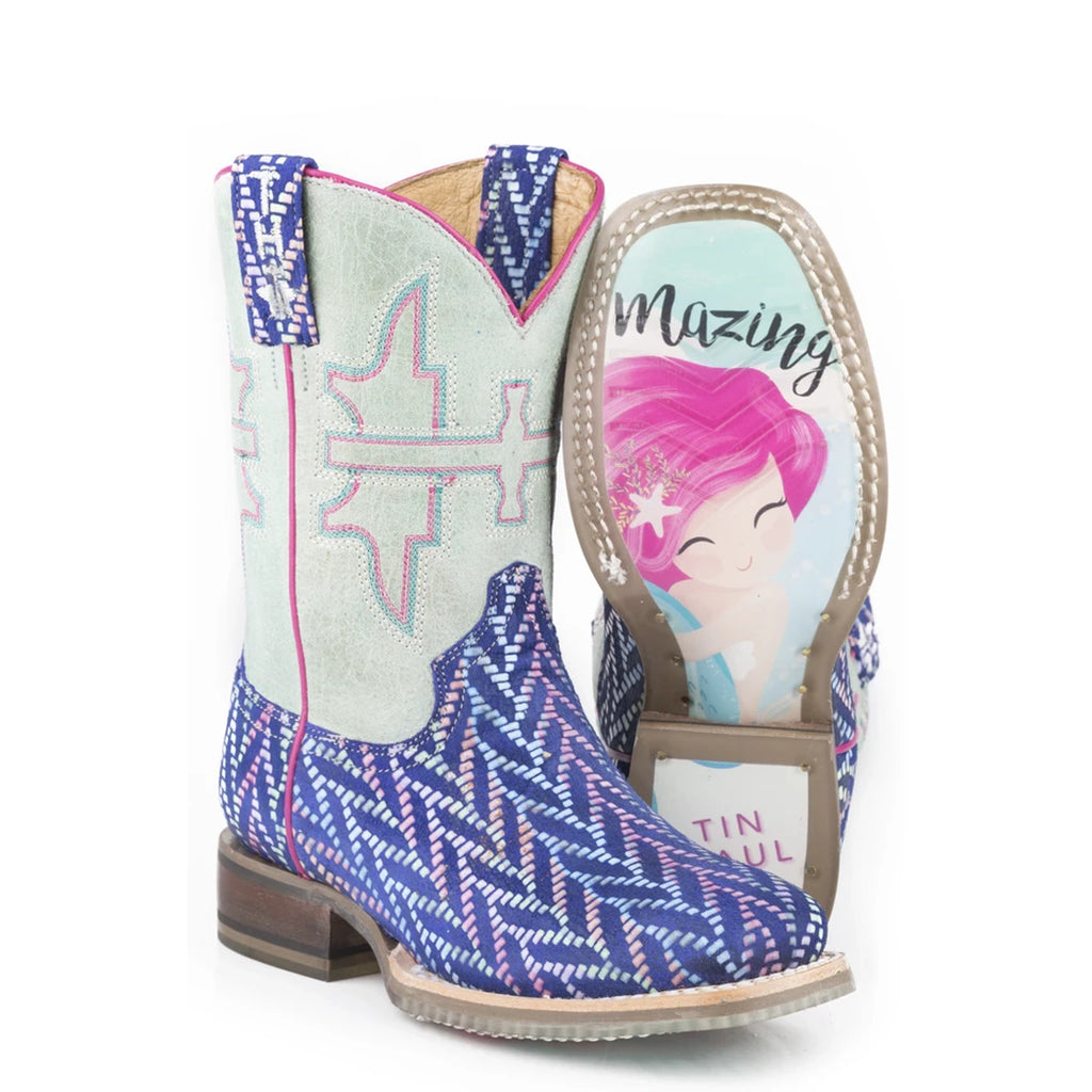 Girl's Mermazing Sea Princess Square Toe Boot by Tin Haul