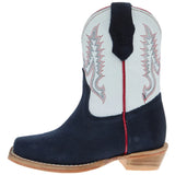Navy Cutter Toe Boot, Cowboy Heel, Rough Out 