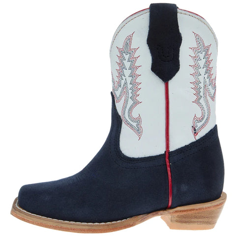 Navy Cutter Toe Boot, Cowboy Heel, Rough Out 
