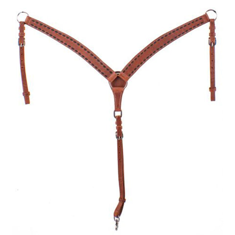 Harness leather Breast Collar with Dark Brown Buckstitch Trim