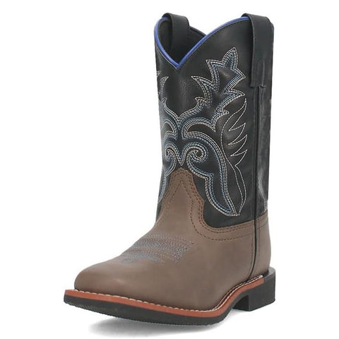 Laredo Kids Unisex Bexley Taupe/Black Faux Leather Cowboy Boots