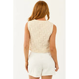 Back View of Cream Lace Eyelet Vest