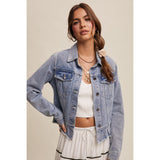 Women's Denim With Ruffle Hem Jacket