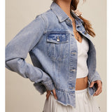 Women's Denim With Ruffle Hem Jacket