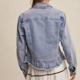 Women's Denim With Ruffle Hem Jacket
