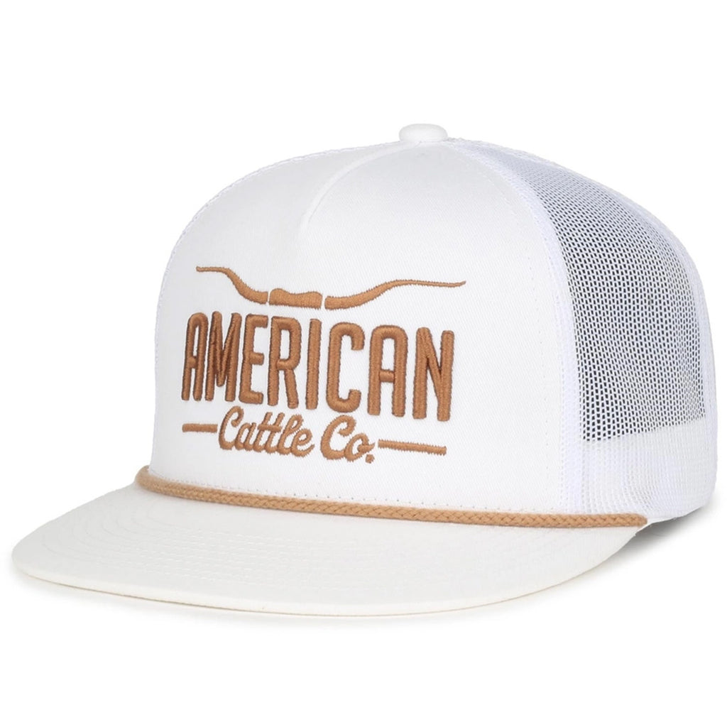 Longhorn Adjustable Snapback Western Hat White