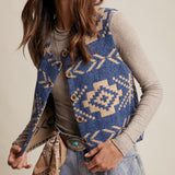 Women's Southwestern Button-up Wool Vest Front Buttons View