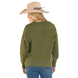 Embossed Boot Stitch Pullover Sweatshirt Back View