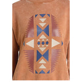 Panhandle Ladies Brass Aztec Crew Neck Lightweight Sweatshirt Graphic View