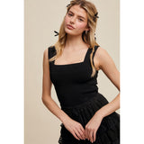 Black Wide Strap Brami Tank Top