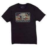 Lazy J Ranch Black Freedom T‑shirt shown from the front with the bold patriotic graphic on a soft black crewneck tee.