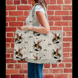 Two Strap Tote, linen, lazy j, quilted material 